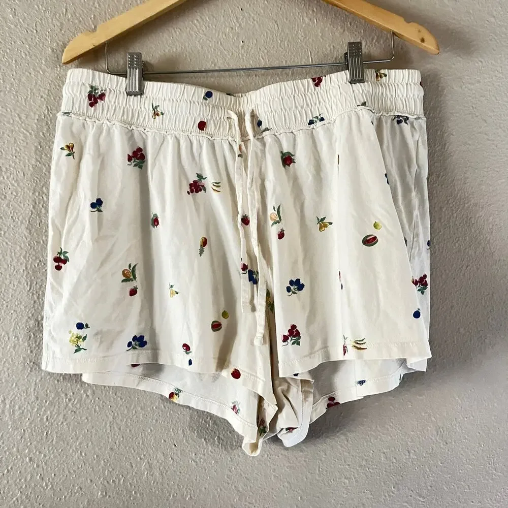 Madewell Raw-Edge Pajama shorts in fresca fruit